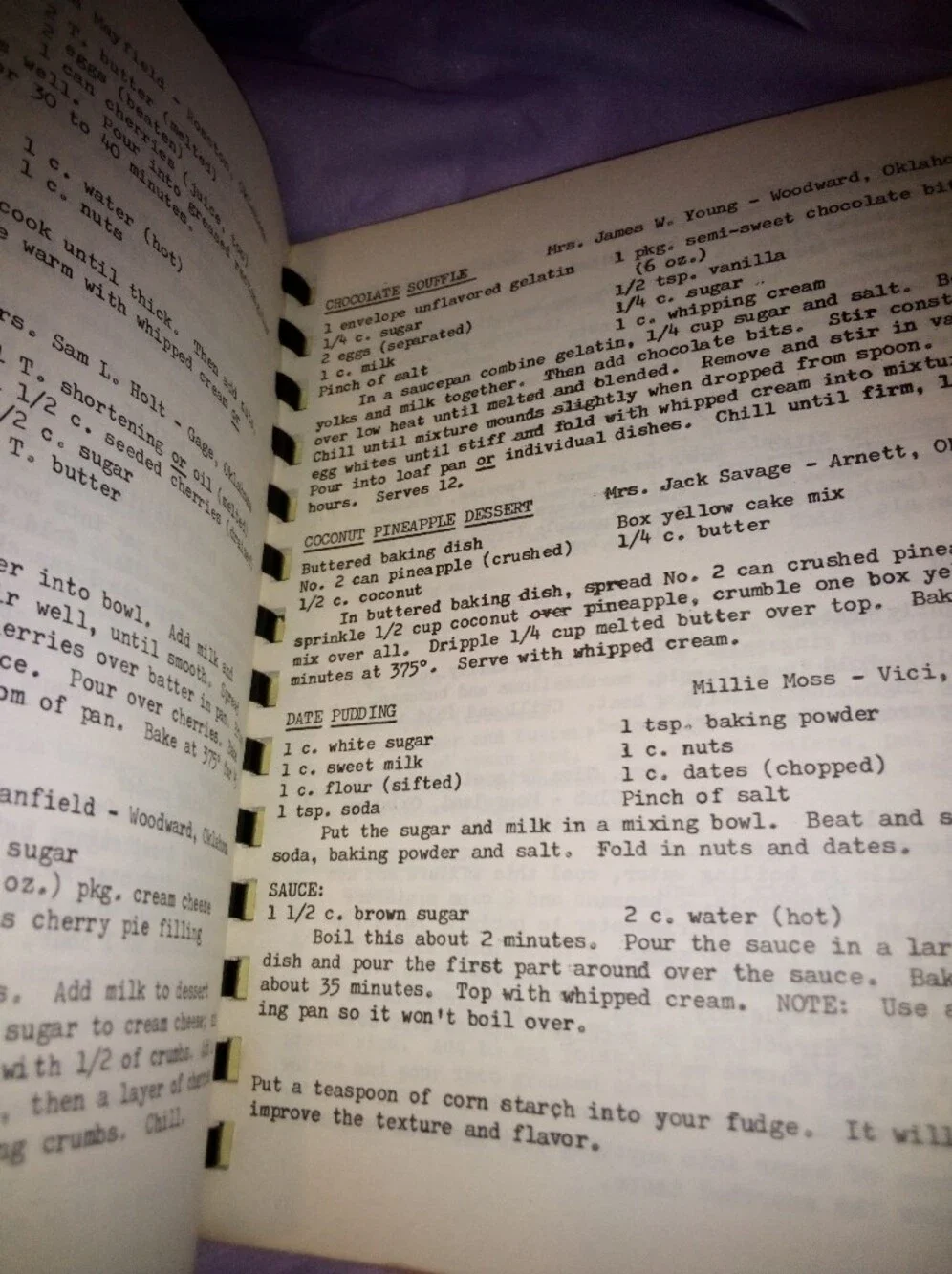 1970 Woodward Oklahoma Cook Book